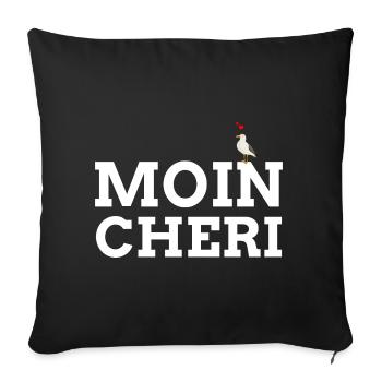 Moin Cherie | Moin Liebe Nordsee Ostsee lustig - Sofakissenbezug 45 x 45 cm - Schwarz - Vorne