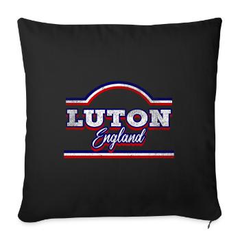 Luton Angleterre UK City Font Vintage Rétro - Housse de coussin décorative 45 x 45 cm - noir - Devant