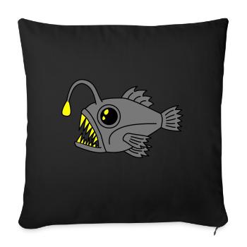 Poisson-grenouille Poisson-lanterne Poisson d’eau profonde Poisson lumineux - Housse de coussin décorative 45 x 45 cm - noir - Devant