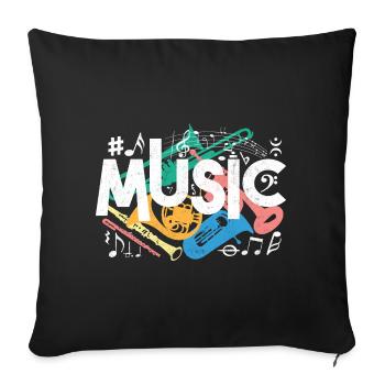 Style graffiti musical – Ambiances sonores colorées - Housse de coussin décorative 45 x 45 cm - noir - Devant