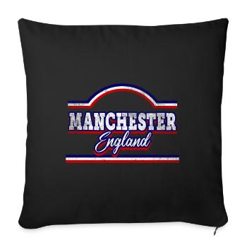 Manchester Angleterre UK City Font Vintage Rétro - Housse de coussin décorative 45 x 45 cm - noir - Devant