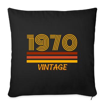 1970, vintage, year of birth - Sofa pillowcase 17,3'' x 17,3'' (45 x 45 cm) - black - Front