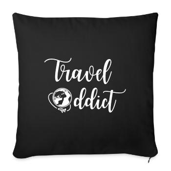 voyage, voyager, tour du monde - Housse de coussin décorative 45 x 45 cm - noir - Devant