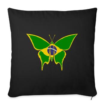 Drapeau du Brésil papillon - Housse de coussin décorative 45 x 45 cm - noir - Devant