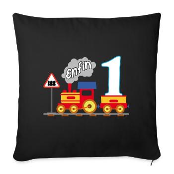 Premier anniversaire, enfin 1 an - Housse de coussin décorative 45 x 45 cm - noir - Devant