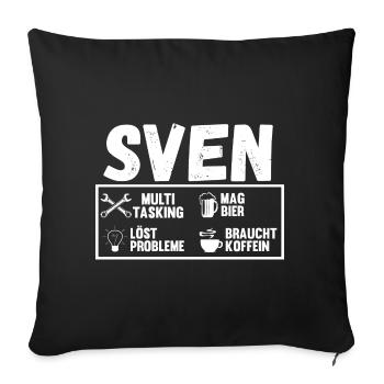 Sven - Sofakissenbezug 45 x 45 cm - Schwarz - Vorne