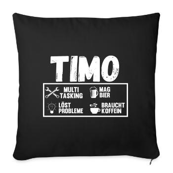Timo - Sofakissenbezug 45 x 45 cm - Schwarz - Vorne