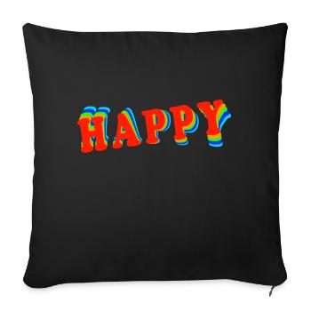 Happy Retro 70th Style - Housse de coussin décorative 45 x 45 cm - noir - Devant