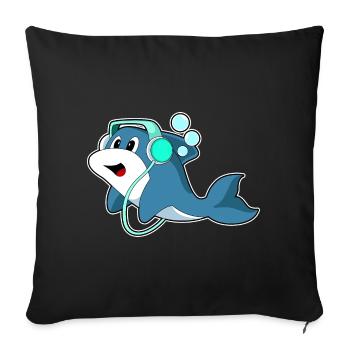 Musique casque Delfin - Housse de coussin décorative 45 x 45 cm - noir - Devant