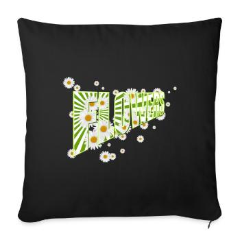 Fleurs, marguerites, marguerites, nature, jardin - Housse de coussin décorative 45 x 45 cm - noir - Devant