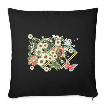 Fleurs Fleurs - Housse de coussin décorative 45 x 45 cm - noir - Devant