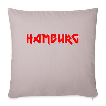 Modisches Heimat HAMBURG Metal-Design - Sofakissenbezug 45 x 45 cm - helles Taupe - Vorne