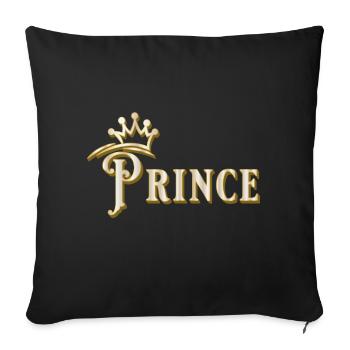 PRINCE SHRIFTZUG WEISS GOLD MIT KRONE - Sofakissenbezug 45 x 45 cm - Schwarz - Vorne