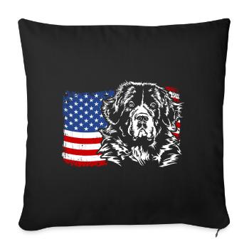 Landseer America Flag Dog Dogs Wilsigns - Sofa pillowcase 17,3'' x 17,3'' (45 x 45 cm) - black - Front