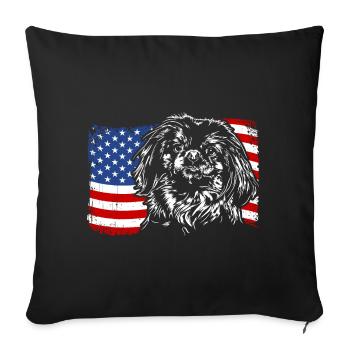Pekingese America Flag Dog Dogs Wilsigns - Sofa pillowcase 17,3'' x 17,3'' (45 x 45 cm) - black - Front