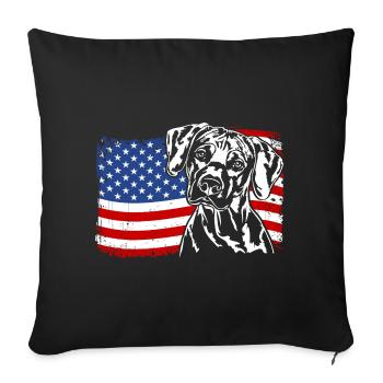 Rhodesian Ridgeback America Flag Dogs Wilsigns - Housse de coussin décorative 45 x 45 cm - noir - Devant
