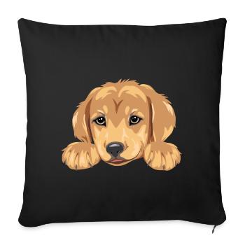 Mignon tête de chiot golden retriever - Housse de coussin décorative 45 x 45 cm - noir - Devant