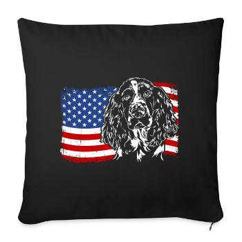 English Springer Spaniel America Flag Dog Dogs - Sofa pillowcase 17,3'' x 17,3'' (45 x 45 cm) - black - Front