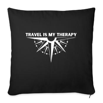TRAVEL IS MY THERAPY (2) - Sofakissenbezug 45 x 45 cm - Schwarz - Vorne