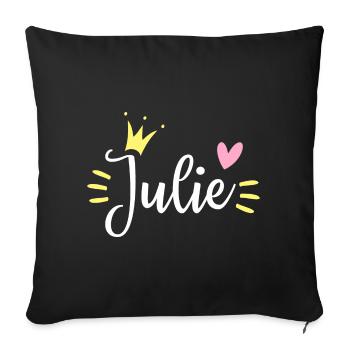 Couronne de prénom Julie - Housse de coussin décorative 45 x 45 cm - noir - Devant
