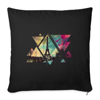 Paris, France, Ville, Horizon, Tour Eiffel, Triangle - Housse de coussin décorative 45 x 45 cm - noir - Devant