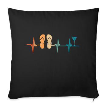 Heartbeat Summer Beach - Sofa pillowcase 17,3'' x 17,3'' (45 x 45 cm) - black - Front