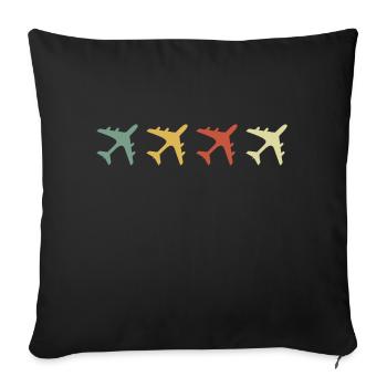 avion rétro vintage - Housse de coussin décorative 45 x 45 cm - noir - Devant