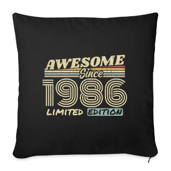 Vintage 1986 Rétro - Cadeau D’anniversaire 1986 - Housse de coussin décorative 45 x 45 cm - noir - Devant