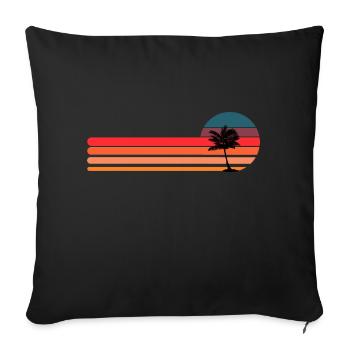 Palmiers cocotier coucher de soleil 1 - Housse de coussin décorative 45 x 45 cm - noir - Devant