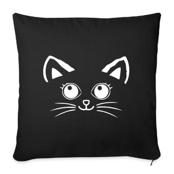 Katzengesicht - Sofakissenbezug 45 x 45 cm - Schwarz - Vorne