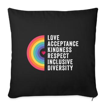 Mois de la fierté LGBT - Amour. Acceptation. Bonté. - Housse de coussin décorative 45 x 45 cm - noir - Devant