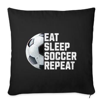 EAT SLEEP SOCCER REPEAT - Sofa pillowcase 17,3'' x 17,3'' (45 x 45 cm) - black - Front