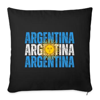 Flagge von Argentinien, Argentinischer Stolz - Sofakissenbezug 45 x 45 cm - Schwarz - Vorne