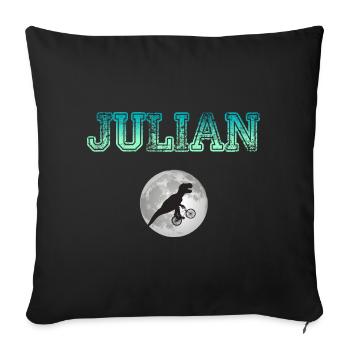 JULIAN - Beautiful boy name with dinosaur - Sofa pillowcase 17,3'' x 17,3'' (45 x 45 cm) - black - Front