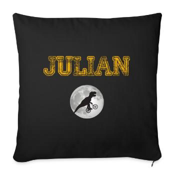 JULIAN - Beautiful boy name with dinosaur - Sofa pillowcase 17,3'' x 17,3'' (45 x 45 cm) - black - Front