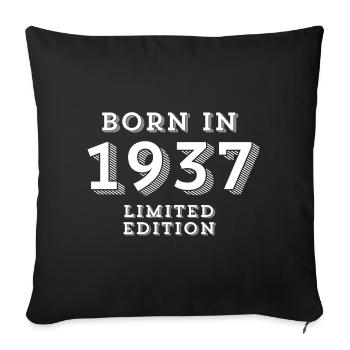 87 years, date of birth, year of birth - Sofa pillowcase 17,3'' x 17,3'' (45 x 45 cm) - black - Front