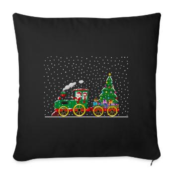 Cortège de Noël avec le Père Noël et les rennes - Housse de coussin décorative 45 x 45 cm - noir - Devant