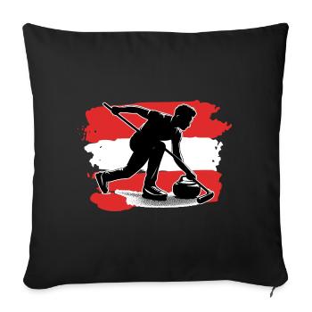Austria Flag Curling - Sofa pillowcase 17,3'' x 17,3'' (45 x 45 cm) - black - Front