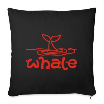 Le signe de la baleine (rouge) - Housse de coussin décorative 45 x 45 cm - noir - Devant