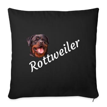 Rottweiler ,Hunde, Hundekopf, Wachhund, Rassehund, - Sofakissenbezug 45 x 45 cm - Schwarz - Vorne