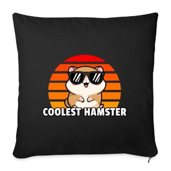 Hamster le plus cool - Coucher de soleil vintage - Housse de coussin décorative 45 x 45 cm - noir - Devant