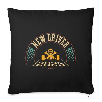 New Driver 2025 (Driving Licence / 4C) - Sofa pillowcase 17,3'' x 17,3'' (45 x 45 cm) - black - Front