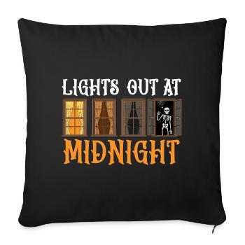 Skelett am Fenster bei Nacht - Sofakissenbezug 45 x 45 cm - Schwarz - Vorne