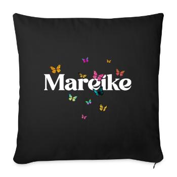 Schöner Mädchenname MAREIKE mit Schmetterlingen  - Sofakissenbezug 45 x 45 cm - Schwarz - Vorne