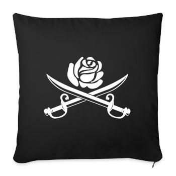 White flower and crossed swords - Sofa pillowcase 17,3'' x 17,3'' (45 x 45 cm) - black - Front