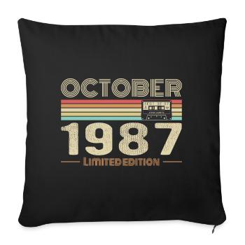 Birthday october 1987 - Sofa pillowcase 17,3'' x 17,3'' (45 x 45 cm) - black - Front