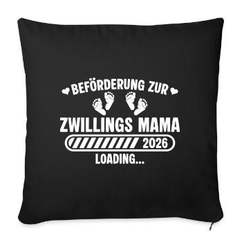 Beförderung zur Zwillings Mama 2026 loading - Sofakissenbezug 45 x 45 cm - Schwarz - Vorne