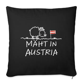 Mäht en Autriche – Lustiger Schaf Spruch mit Humour - Housse de coussin décorative 45 x 45 cm - noir - Devant