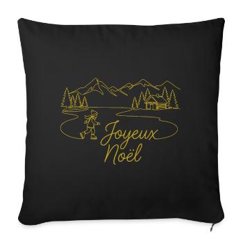 Paysage hivernal de Noël de Joyeux Noël - Housse de coussin décorative 45 x 45 cm - noir - Devant