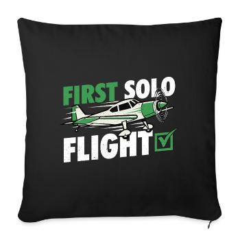 First Solo Flight Pilot Humor Aviation Student  - Sofa pillowcase 17,3'' x 17,3'' (45 x 45 cm) - black - Front